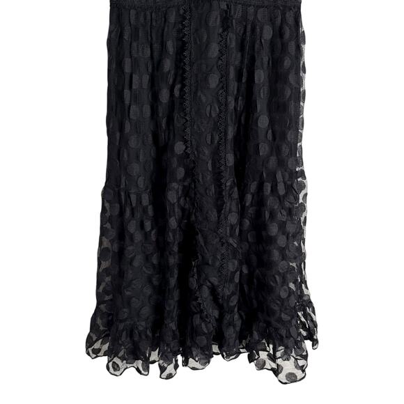 Saloni Andie Black Polka Dot Mesh Short Sleeve Cocktail Midi Dress Size 6 - Picture 8 of 15